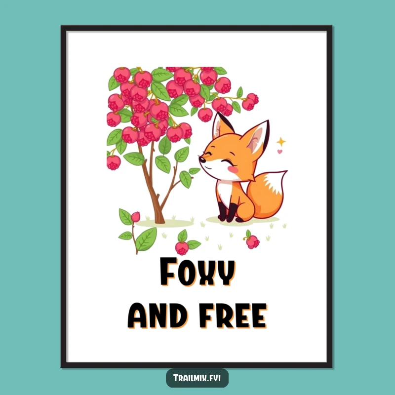 Funny Free Printable Wall Art: Fox Berry Sniff Decor, Downloadable Art for Nature Lovers