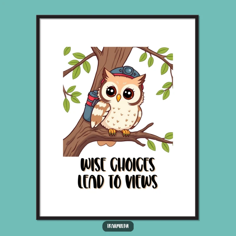 Funny Free Printable Wall Art: Owl Hiker - Curious Explorer DIY Decor