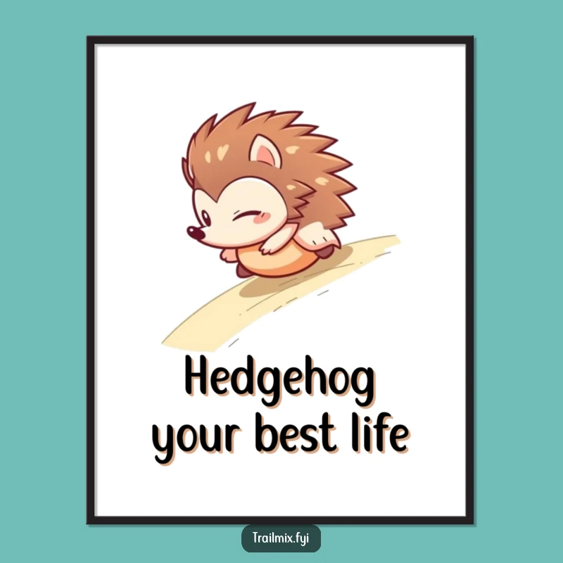 Funny Free Printable Wall Art: Rolling Hedgehog Adventure, Quirky Downloadable Decor
