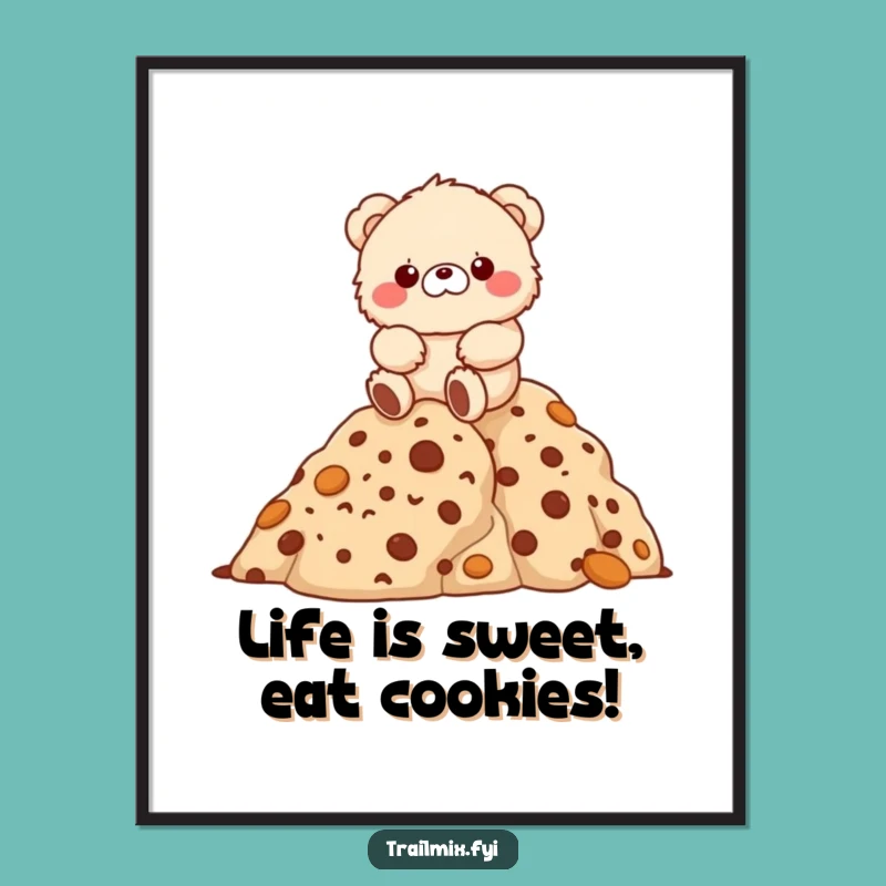 Free Printable Funny Wall Art: Bear On Cookie Mountain, Sweet Downloadable Decor
