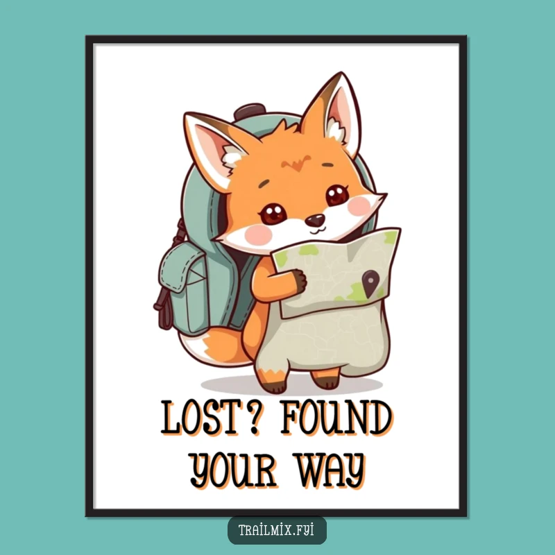 Funny Free Printable Wall Art: Fox's Map Adventure - Quirky Downloadable Art Gift