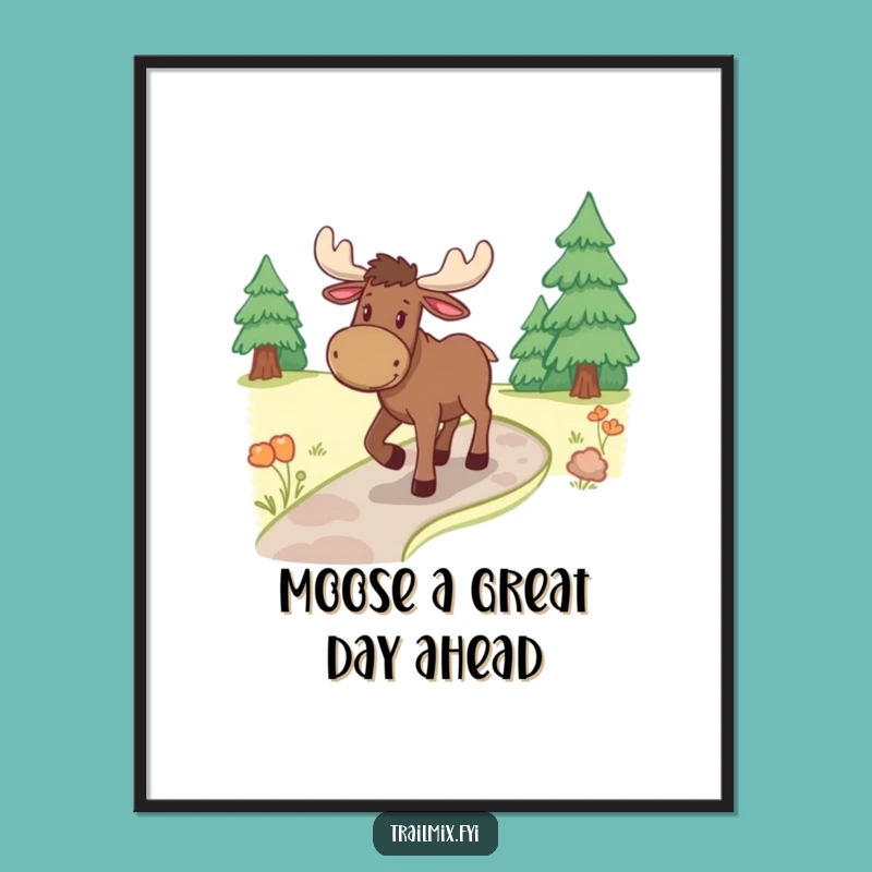 Funny Free Printable Wall Art: Moose Ambling Path Downloadable Decor