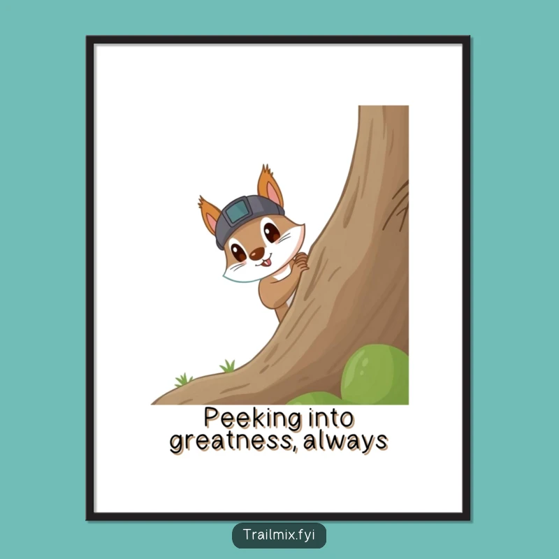 Free Printable Wall Art: Curious Squirrel Headlamp - Humorous Downloadable Decor