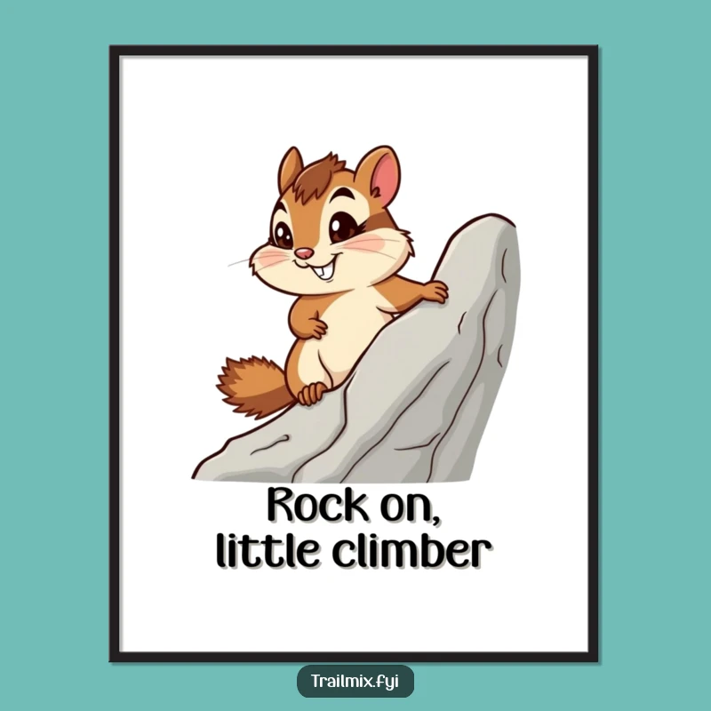 Free Printable Wall Art: Determined Chipmunk Climb - Motivational Downloadable Decor