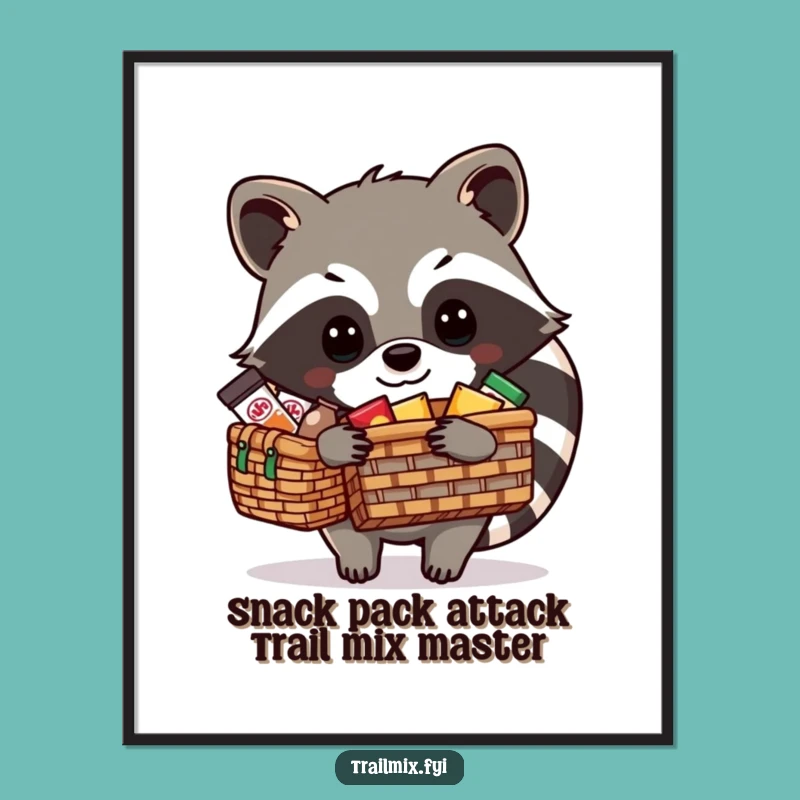 Free Printable Wall Art: Resourceful Raccoon Picnic Scene, Funny Downloadable Art!