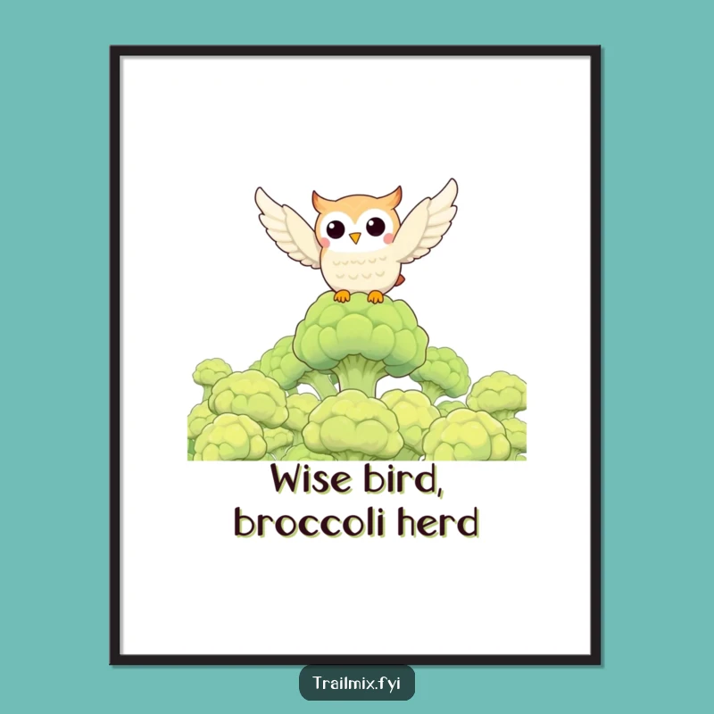 Funny Free Printable Wall Art: Owl Over Broccoli Forest