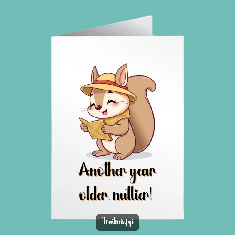 Free Printable Squirrel Scout Birthday Card: Funny Downloadable Map Adventure Gift