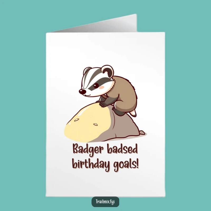 Free Printable Birthday Card: Determined Badger Climb - Funny Downloadable Gift