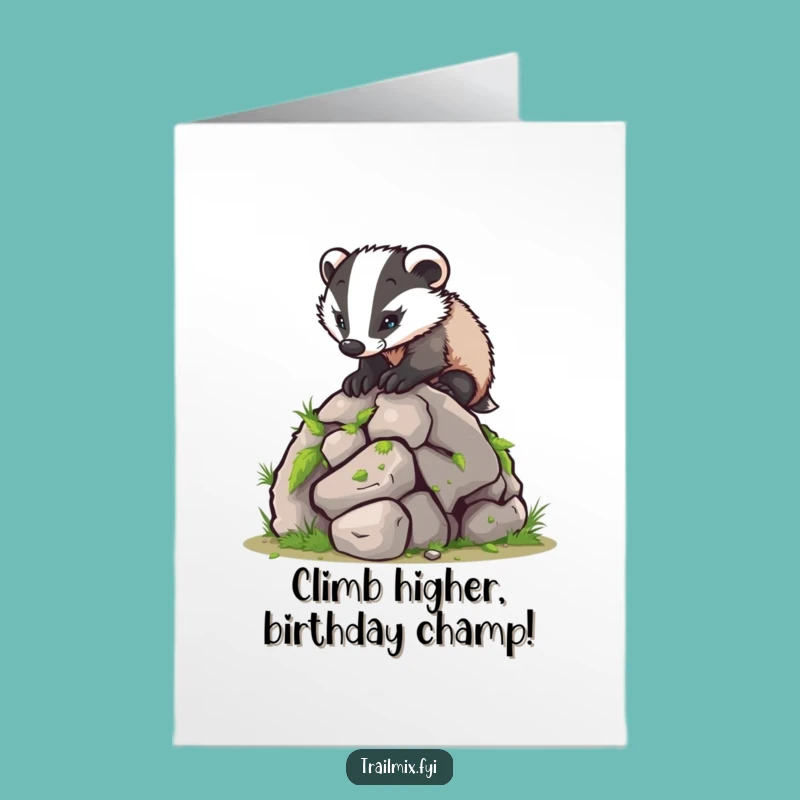 Free Printable Birthday Card: Funny Badger Climbing For a Hilarious, Downloadable Gift