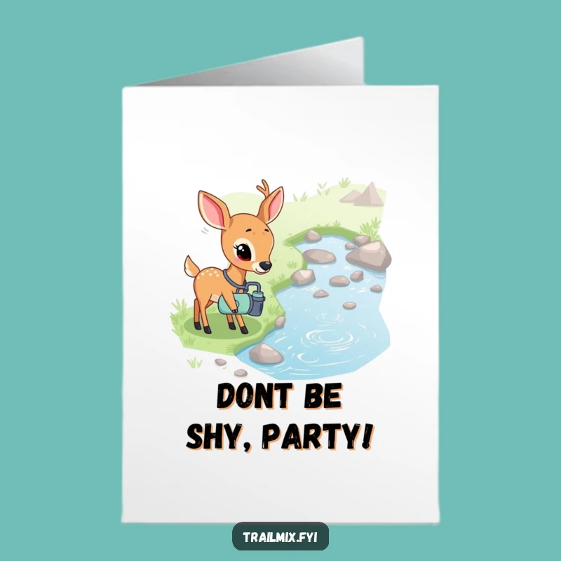 Funny Free Printable Birthday Card: Shy Deer Stream Watch - Humorous Downloadable Gift