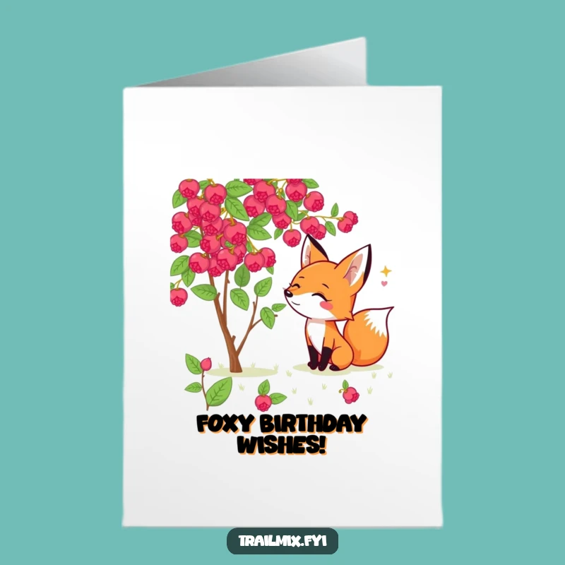 Free Printable Birthday Card: Merry Fox Berry Sniff, Downloadable Greeting for Fruity Fun