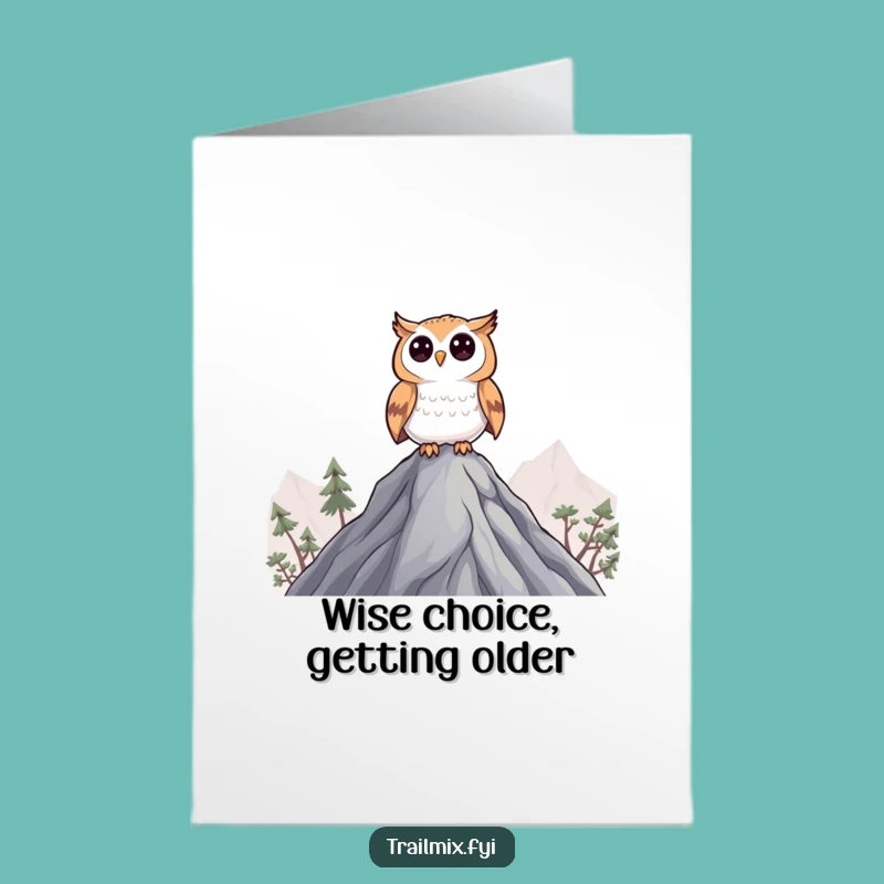 Free Printable Birthday Card: Curious Owl on Peak, Humorous Downloadable Gift