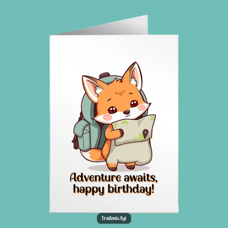 Free Printable Birthday Card: Fox's Map Adventure - Curious DIY Downloadable Gift