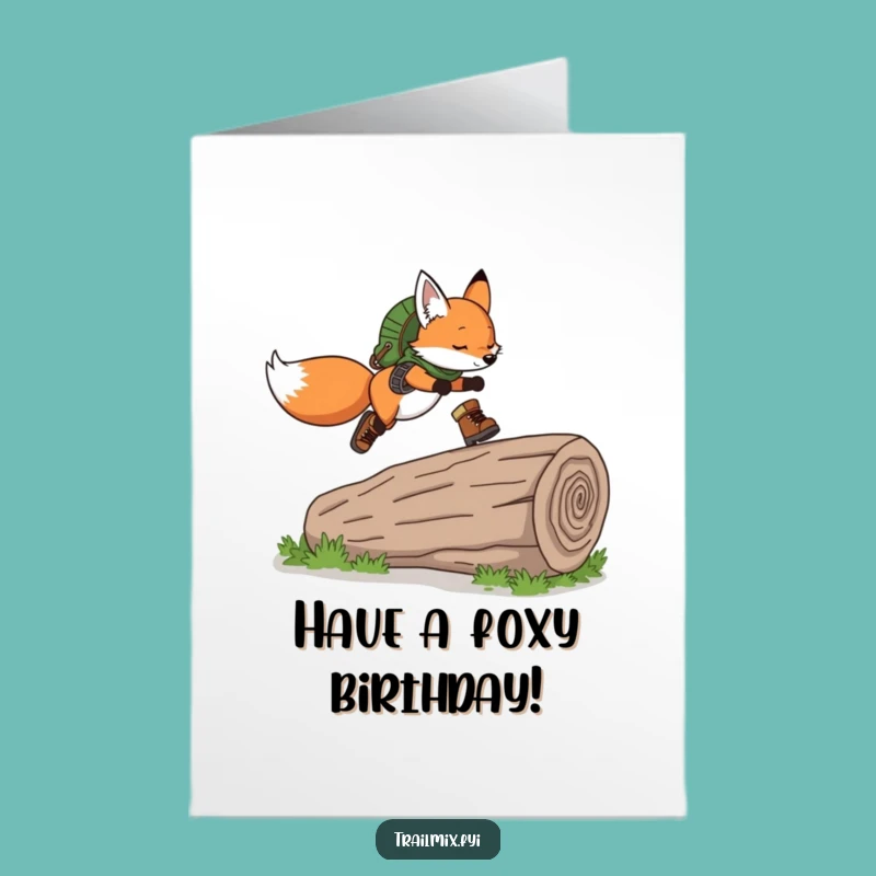 Free Printable Birthday Card: Leaping Fox - Energetic Downloadable Gift
