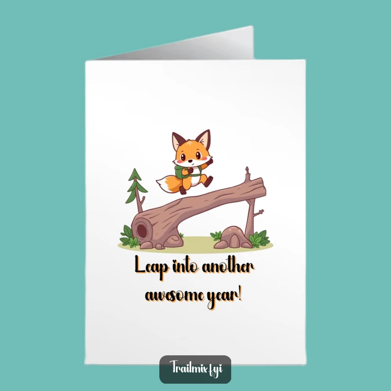 Free Printable Fox Hiker Birthday Card: Dynamic Downloadable Leap of Joy Gift