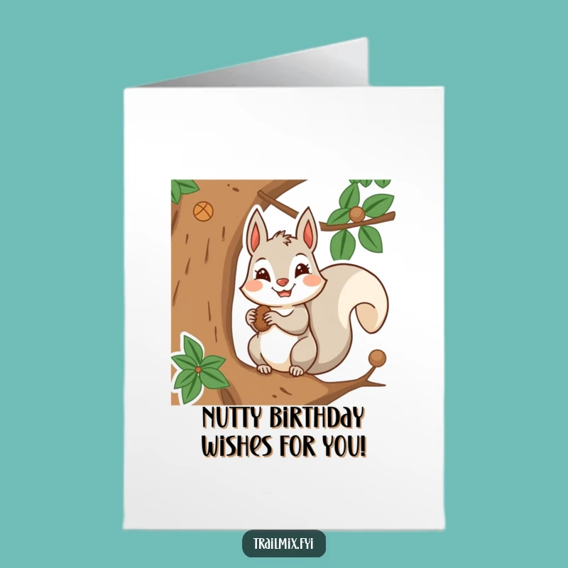 Free Printable Squirrel Birthday Card: Funny Nut Storing Downloadable Gift