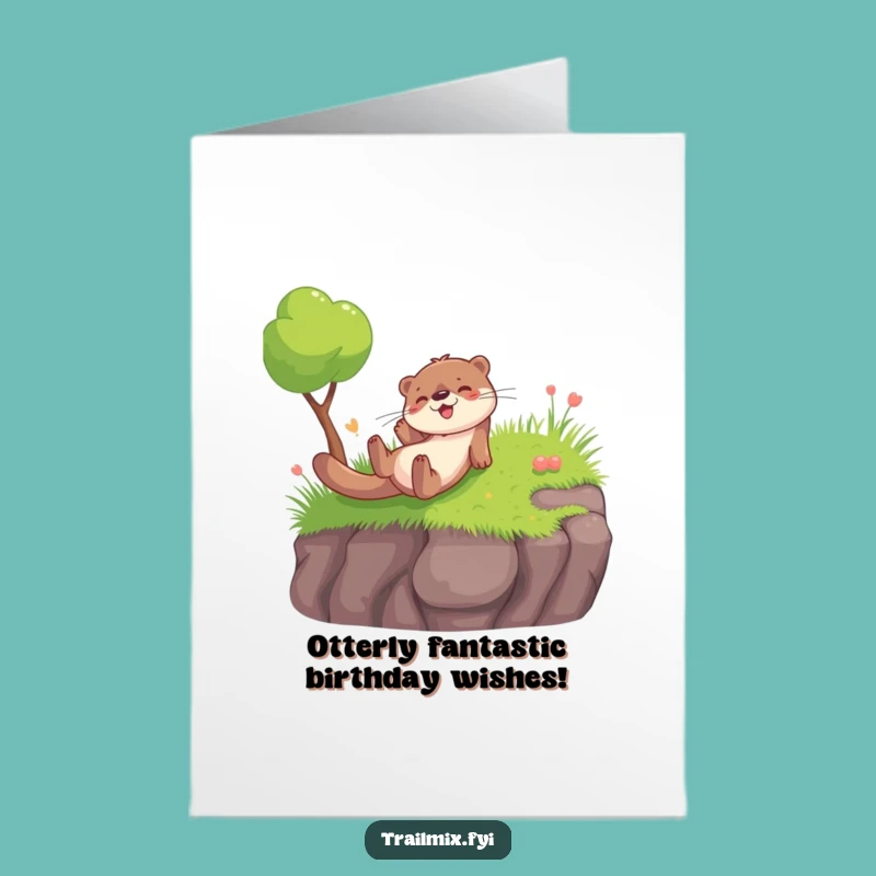 Funny Free Printable Birthday Card: Sliding Otter, Joyful Downloadable Gift