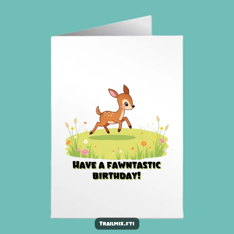 Free Printable Birthday Card: Playful Deer - Joyful Leap DIY Downloadable Fun