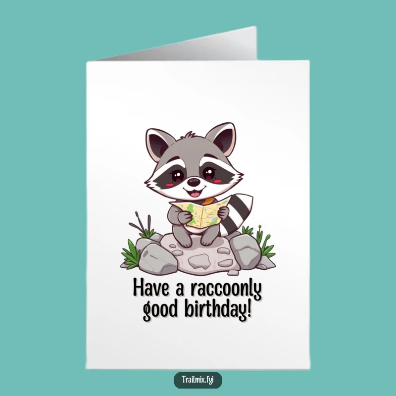 Free Printable Raccoon Birthday Card: Map Your Fun Funny Downloadable Gift