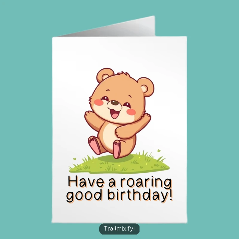 Free Printable Bear Cub Birthday Card: Playful Animal Downloadable Gift for Joy