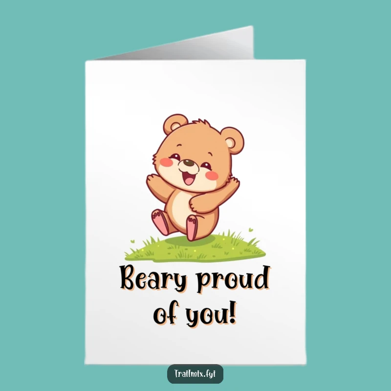 Free Printable Bear Cub Congrats Card: Playful Animal Downloadable for Big Wins