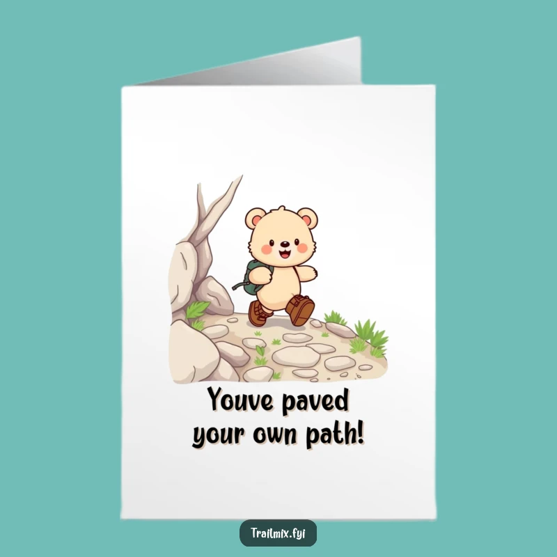 Free Printable Bear Cub Congrats Card - Hiking boots cheer, fun downloadable gift!