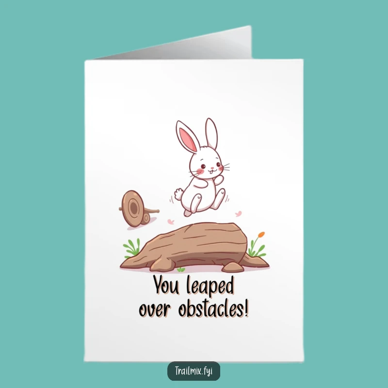 Free Printable Bunny Congrats Card - Leap to success, fun downloadable gift!