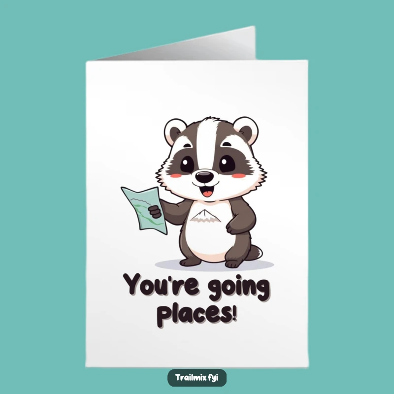 Free Printable Congrats Card: Badger Reaches Goal Funny Downloadable Gift
