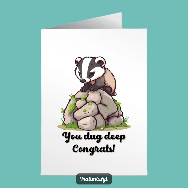 Free Printable Congrats Card: Funny Climbing Badger for Achievement, Downloadable Gift
