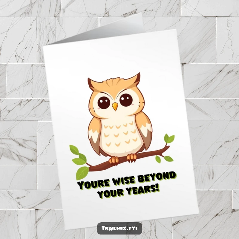 Funny Free Printable Congratulations Card: An owl on a branch looks ready to celebrate a major achievement.