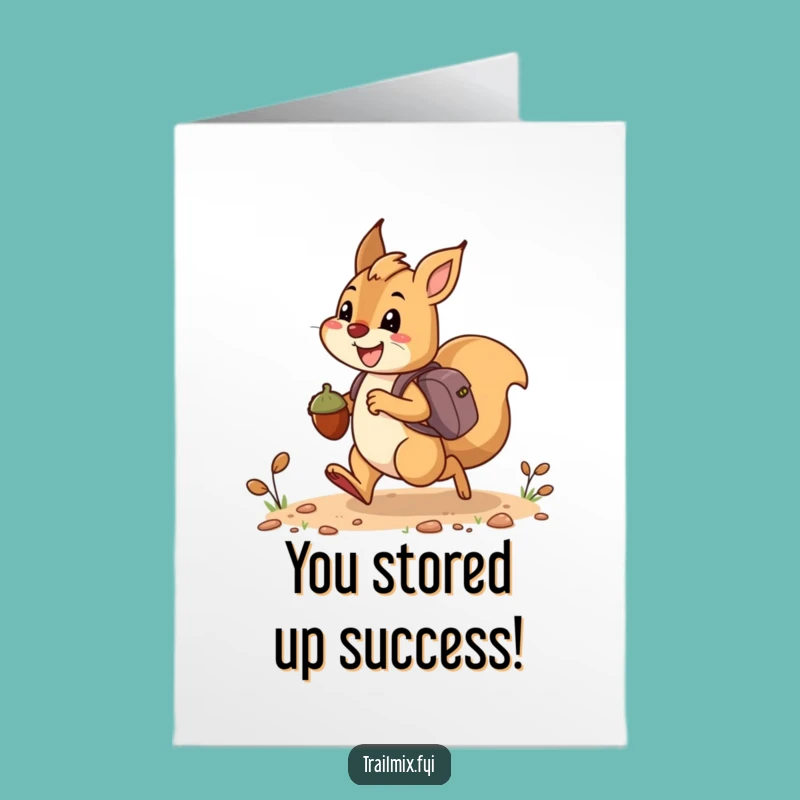 Free Printable Congrats Card: Squirrel's Busy Acorns, Cheerful DIY Gift