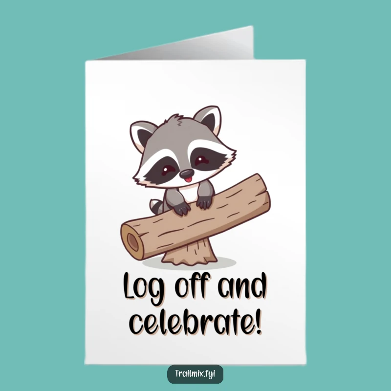 Free Printable Congrats Card: Raccoon's Balance Act, Funny Win Celebration