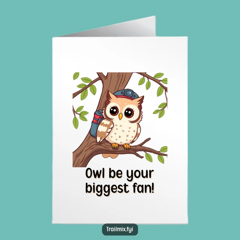 Free Printable Congrats Card: Owl Hiker - Summit Success DIY Downloadable Joy