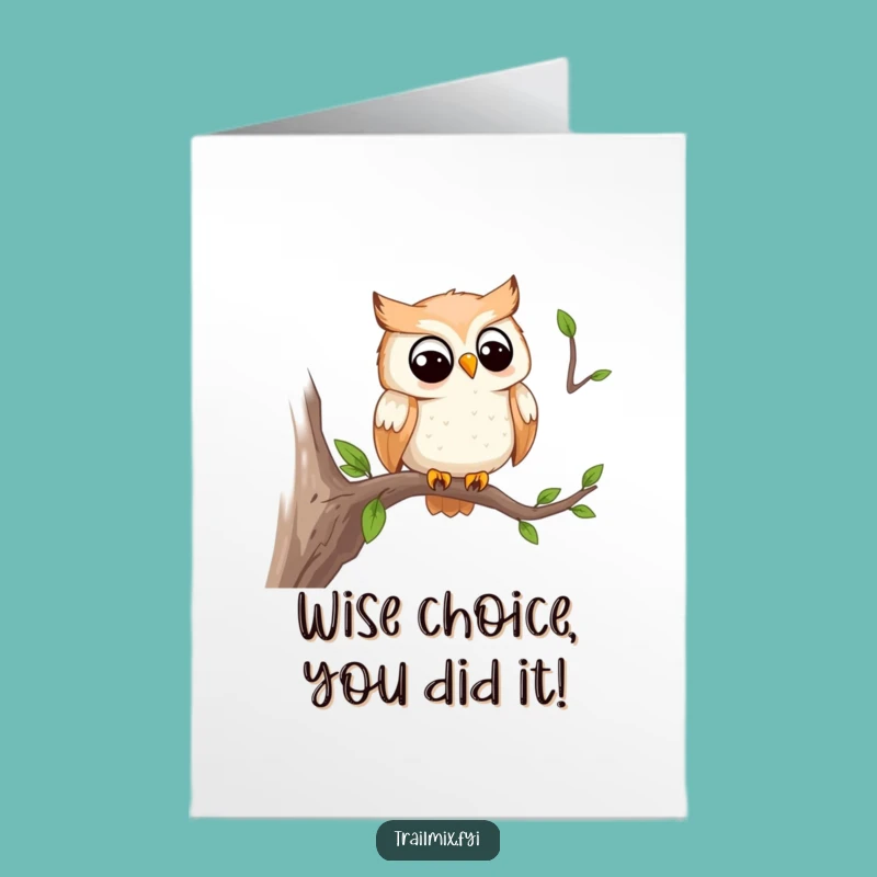 Free Printable Congrats Card: Watching Owl, Observant Downloadable Gift