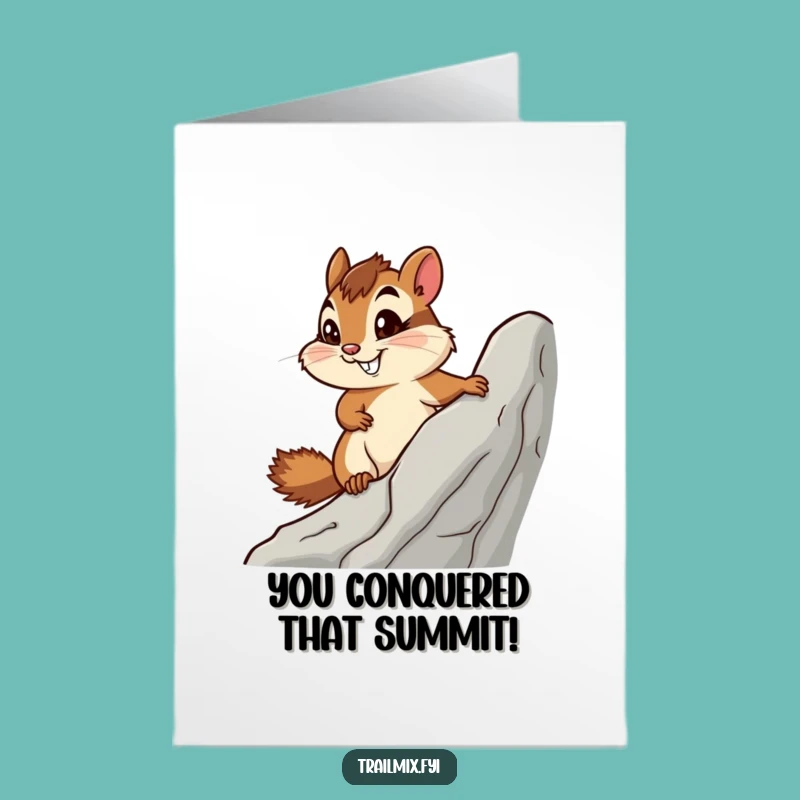 Free Printable Congrats Card: Determined Chipmunk Climb - Downloadable Gift for Success