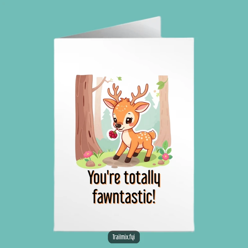 Free Printable Congrats Card: Deer's Berry Treat, Gentle DIY Gift