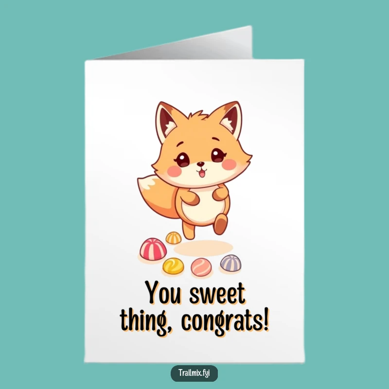 Free Printable Congrats Card: Fox & Candy Trail Fun