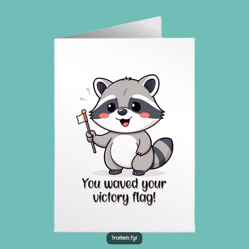 Free Printable Raccoon Congratulations Card - Funny Downloadable Gift for Winners!