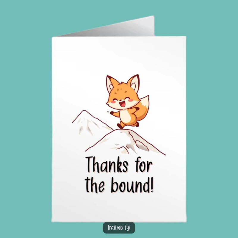 Free Printable Funny Fox Bounding Thank You Card - Lively Downloadable Gift