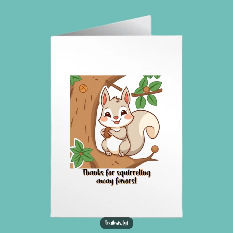 Free Printable Squirrel Thank You Card: Funny Nutty Thanks Downloadable Gift