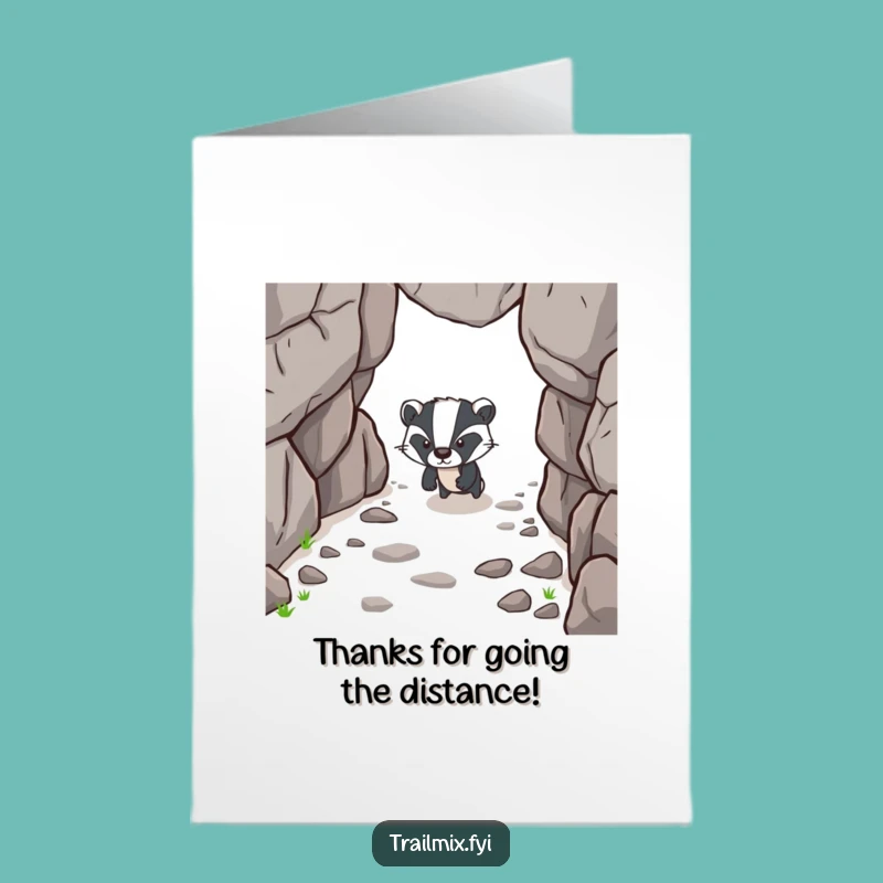 Free Printable Thank You Card: Badger's Grateful Trek - Humorous Downloadable Gift!