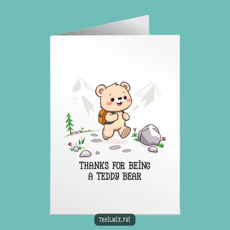 Free Printable Thank You Card: Bear Cub Skipping - Grateful Downloadable Message