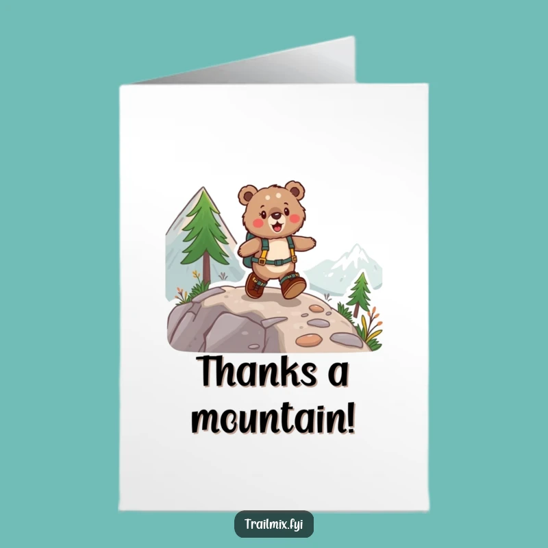 Free Printable Thank You Card: Funny Bear's Hike Gratitude DIY Gift