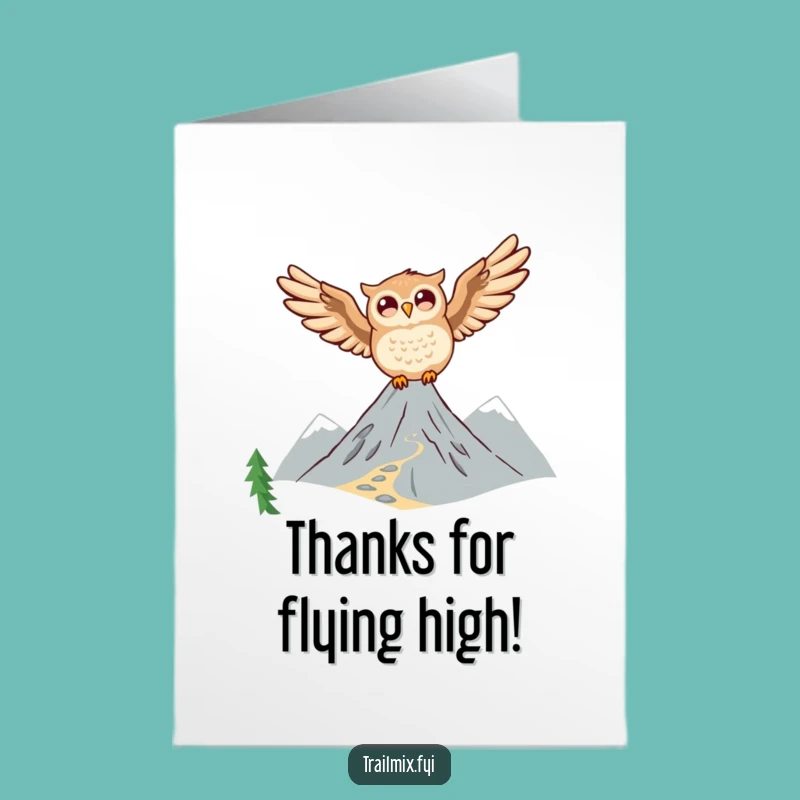 Free Printable Thank You Card: Owl's Grateful Flight, Funny Downloadable Gift!