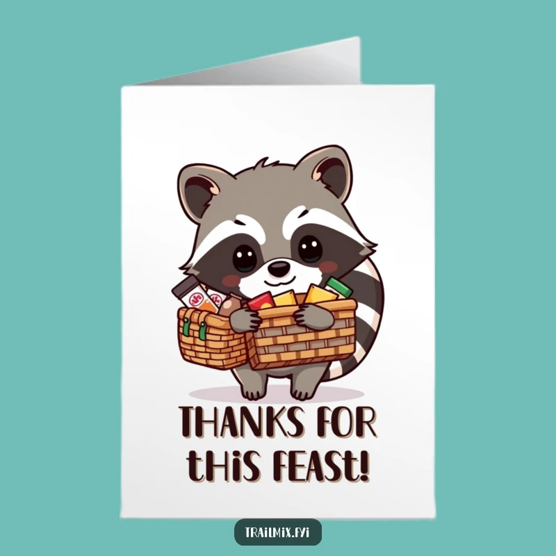 Free Printable Thank You Card: Raccoon's Picnic Gratitude, Funny Downloadable Gift!