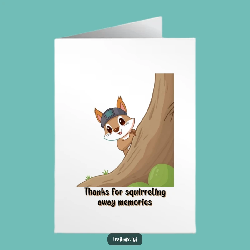 Free Printable Thank You Card: Squirrel Peeking - Grateful Downloadable Message