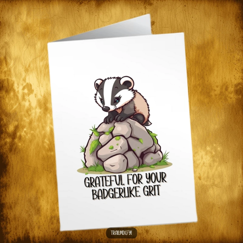 Funny Free Printable Thank You Card: Determined badger reaches the top, thanking you for the support.