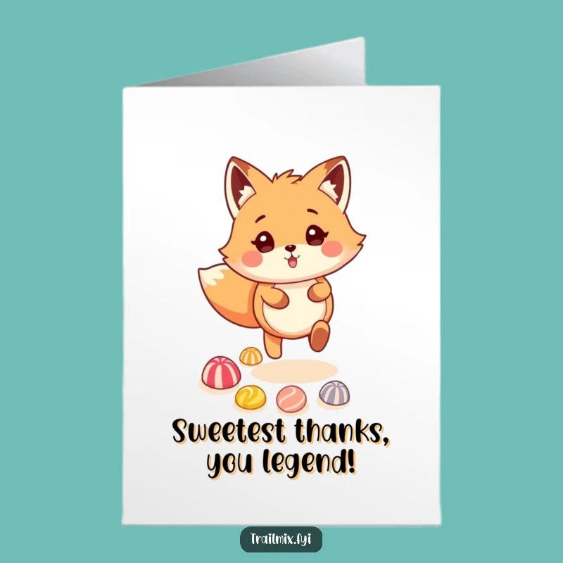 Free Printable Thank You Card: Fox Skipping on Candies
