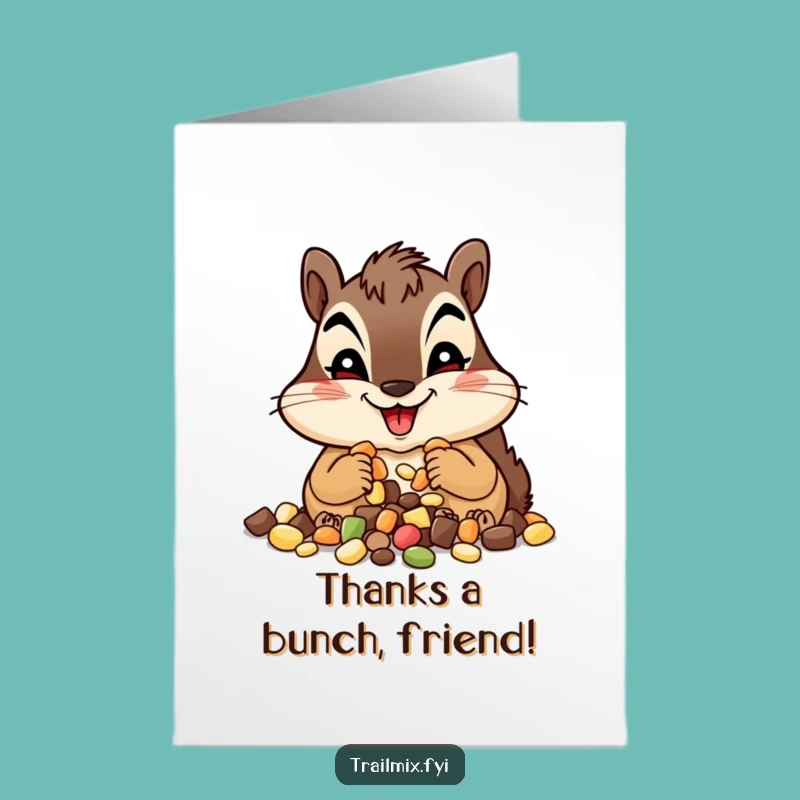 Free Printable Thank You Card: Grateful Chipmunk Trail Mix Downloadable Gift