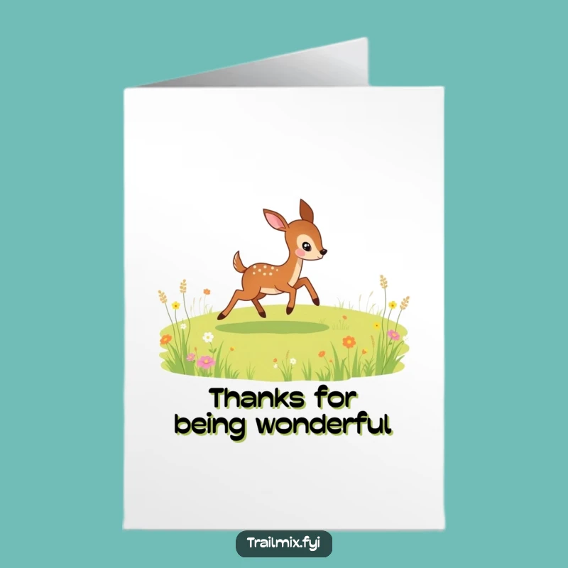 Free Printable Thank You Card: Playful Deer - Thanks in Full Leap!